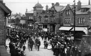 The army marching through Guiseley WW1.